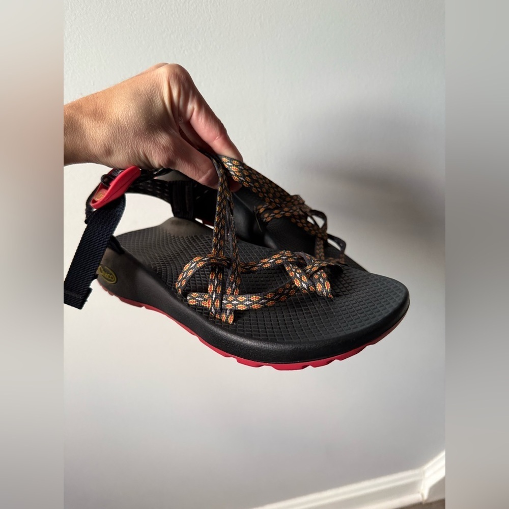 Chaco ZX Classic Double Strap Strappy Sandals Black Orange Multi Color Size 7 - Picture 3 of 12